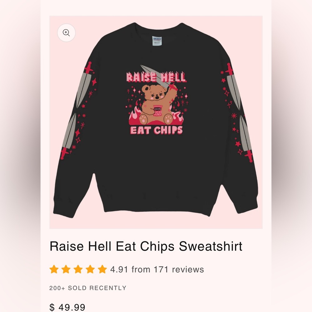 Tender Ghost Raise Hell Eat Chips Sweatshirt - image 1